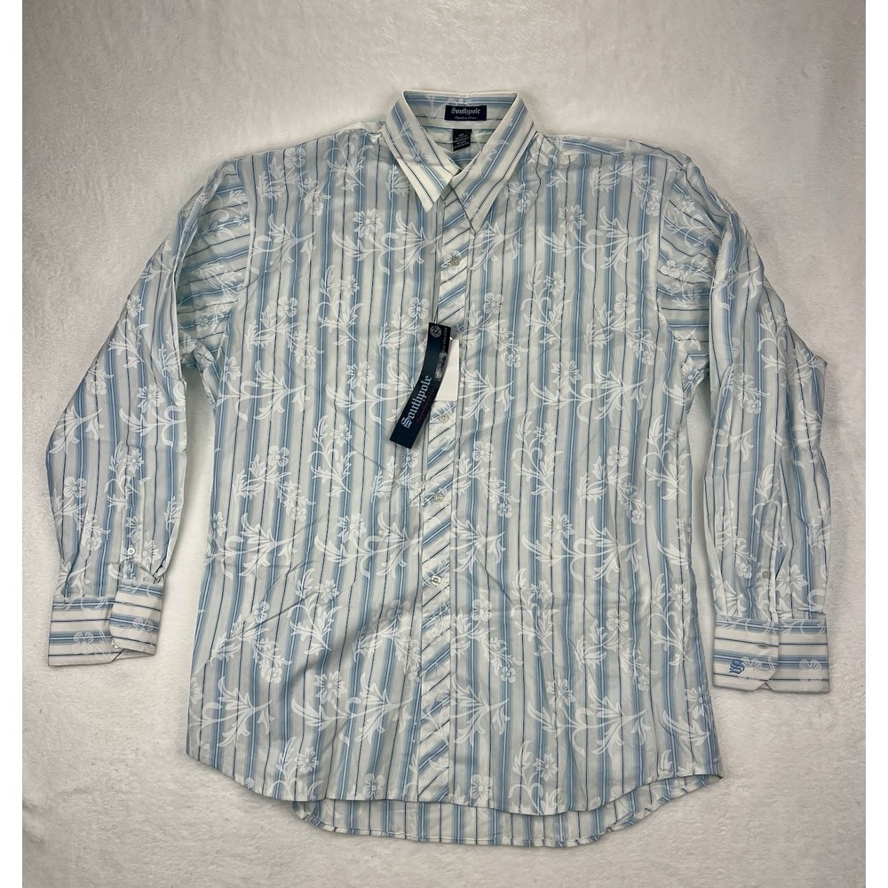 Vintage Southpole Shirt Mens 2XL‎ Blue Floral Button Down Long Sleeve NWT